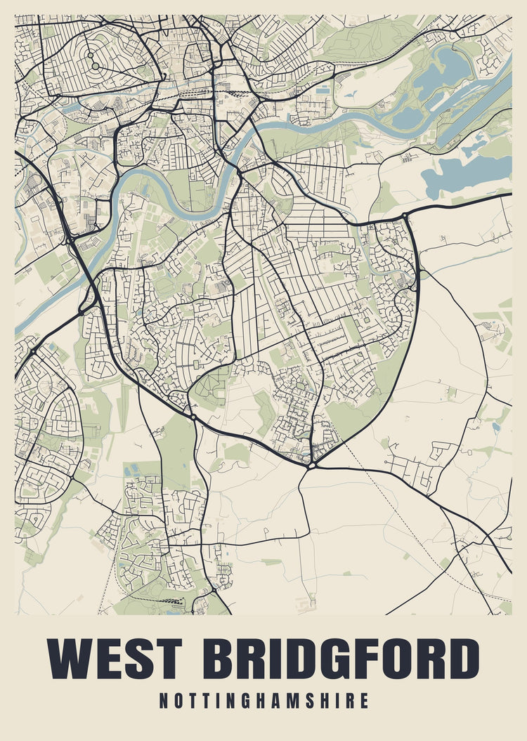 West Bridgford Street Map Poster