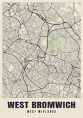 Street map poster of West Bromwich, West Midlands