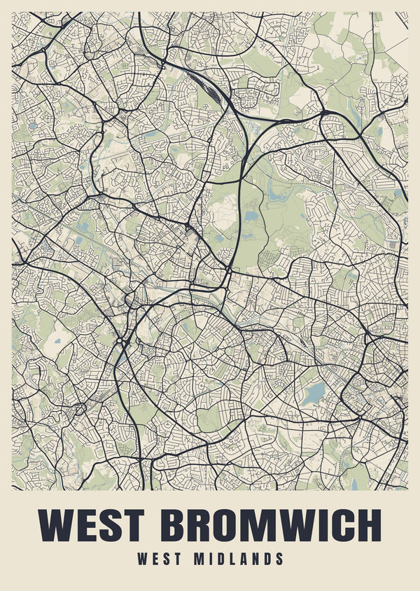 West Bromwich Street Map Poster