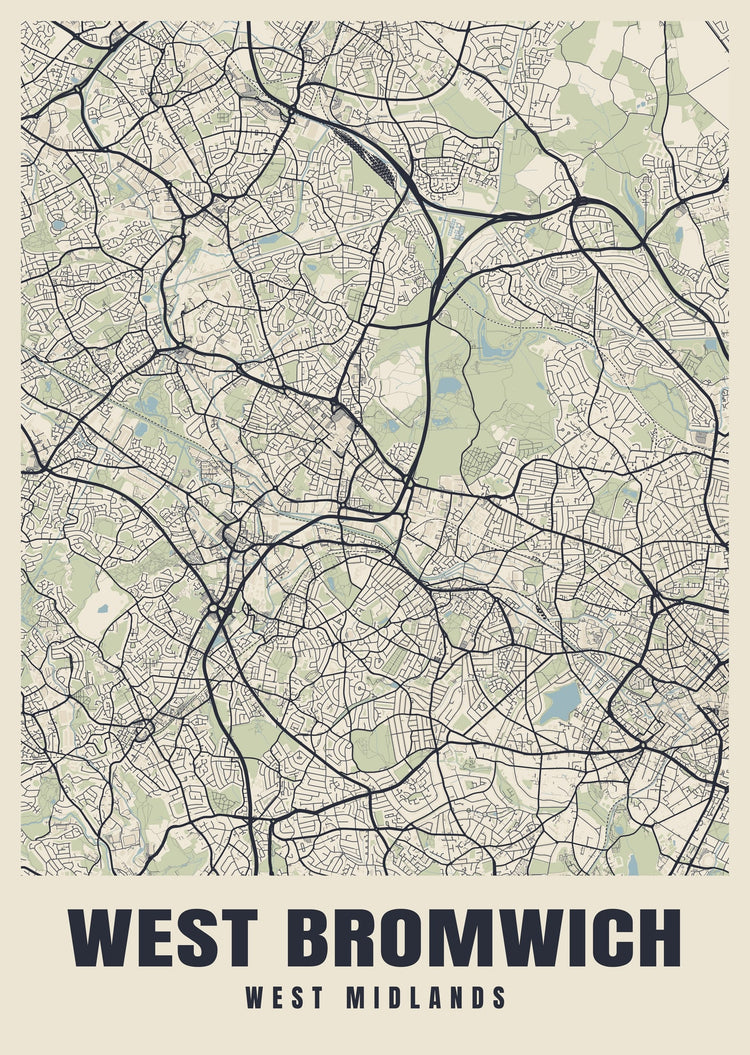 West Bromwich Street Map Poster