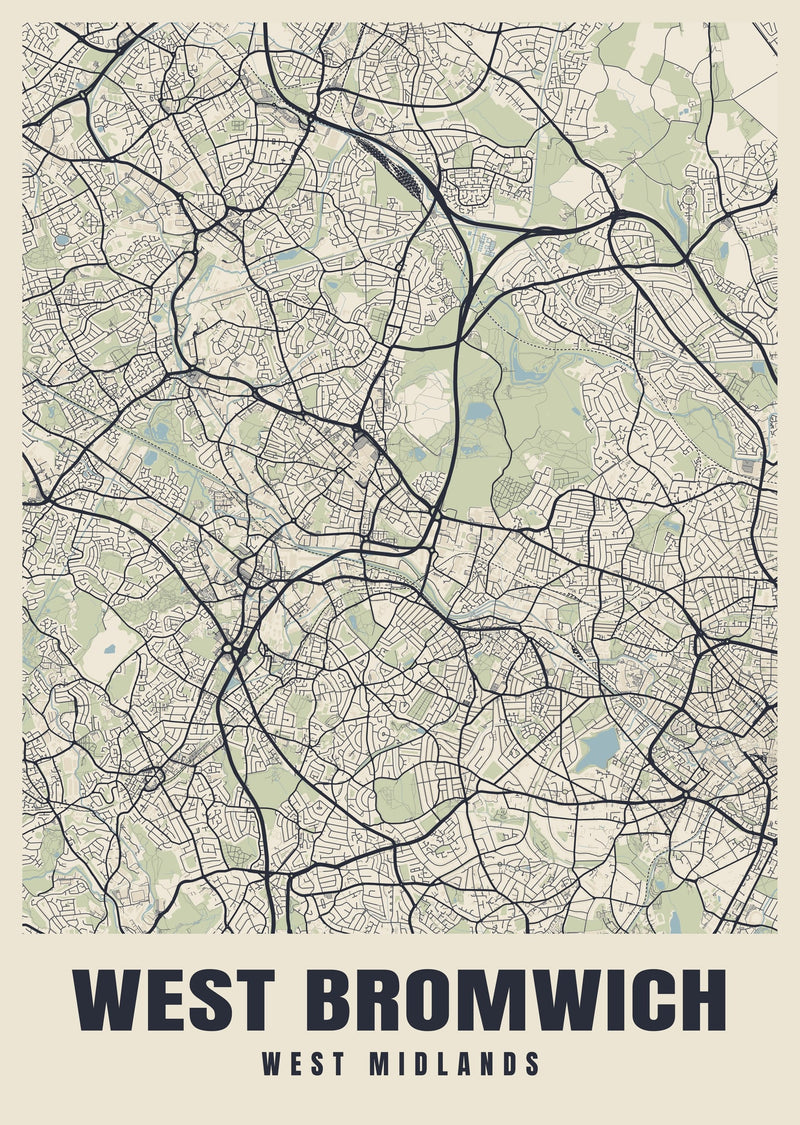 West Bromwich Street Map Poster