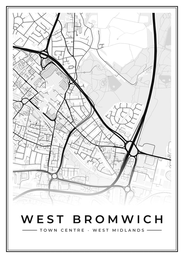 West Bromwich Town Centre Street Map Poster