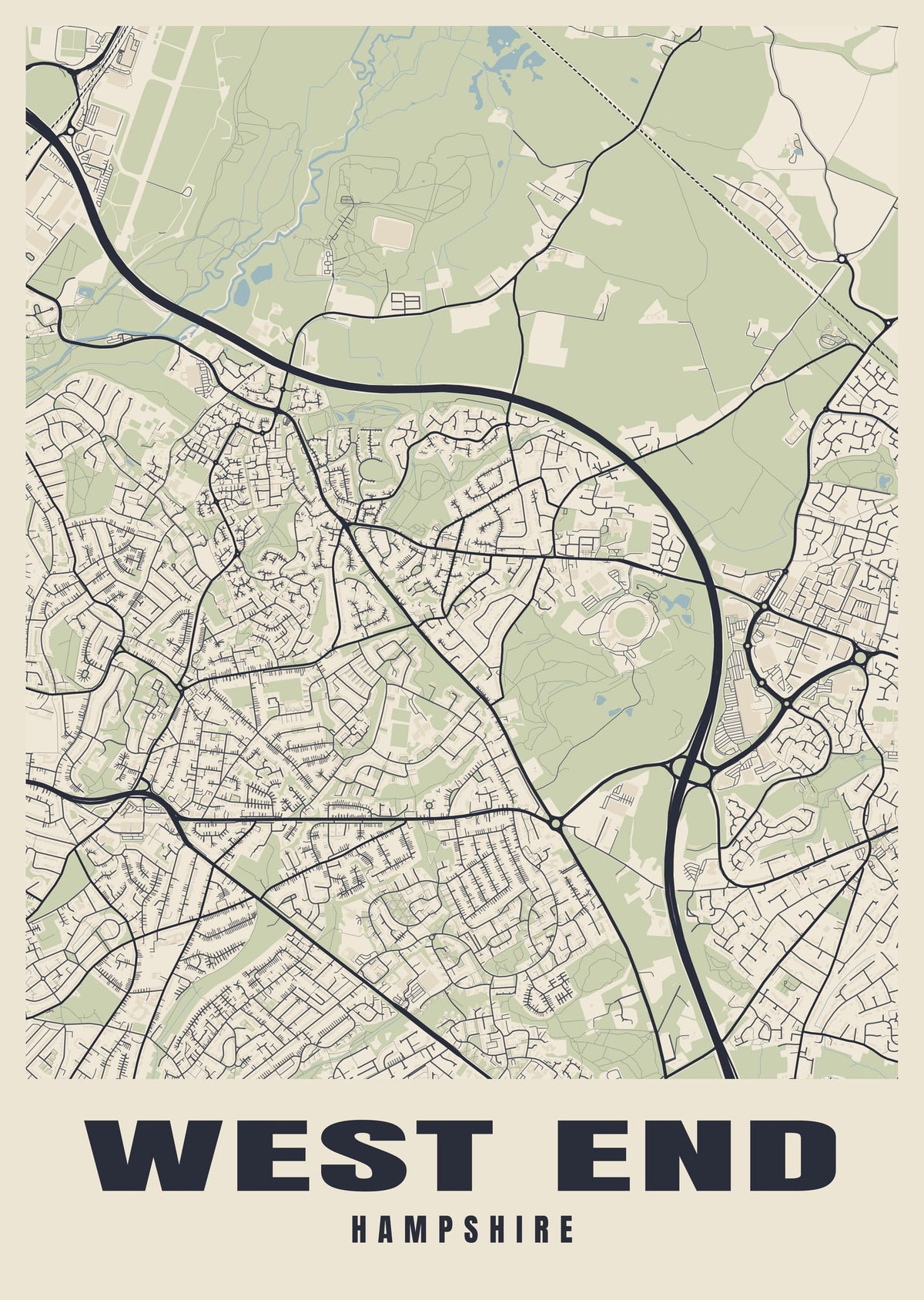 Street map poster of West End, Hampshire