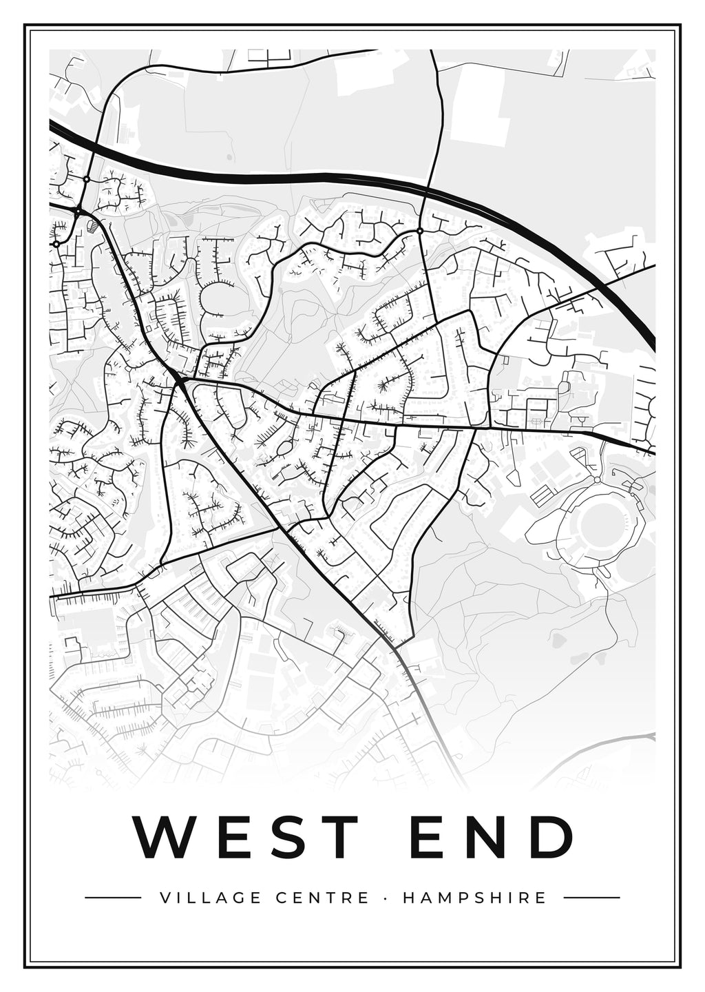 Street map poster of West End village centre, Hampshire