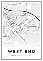 Street map poster of West End village centre, Hampshire