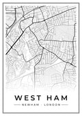 Street map poster of West Ham, Newham, London