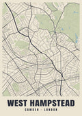 Heritage street map poster of West Hampstead, Camden, London