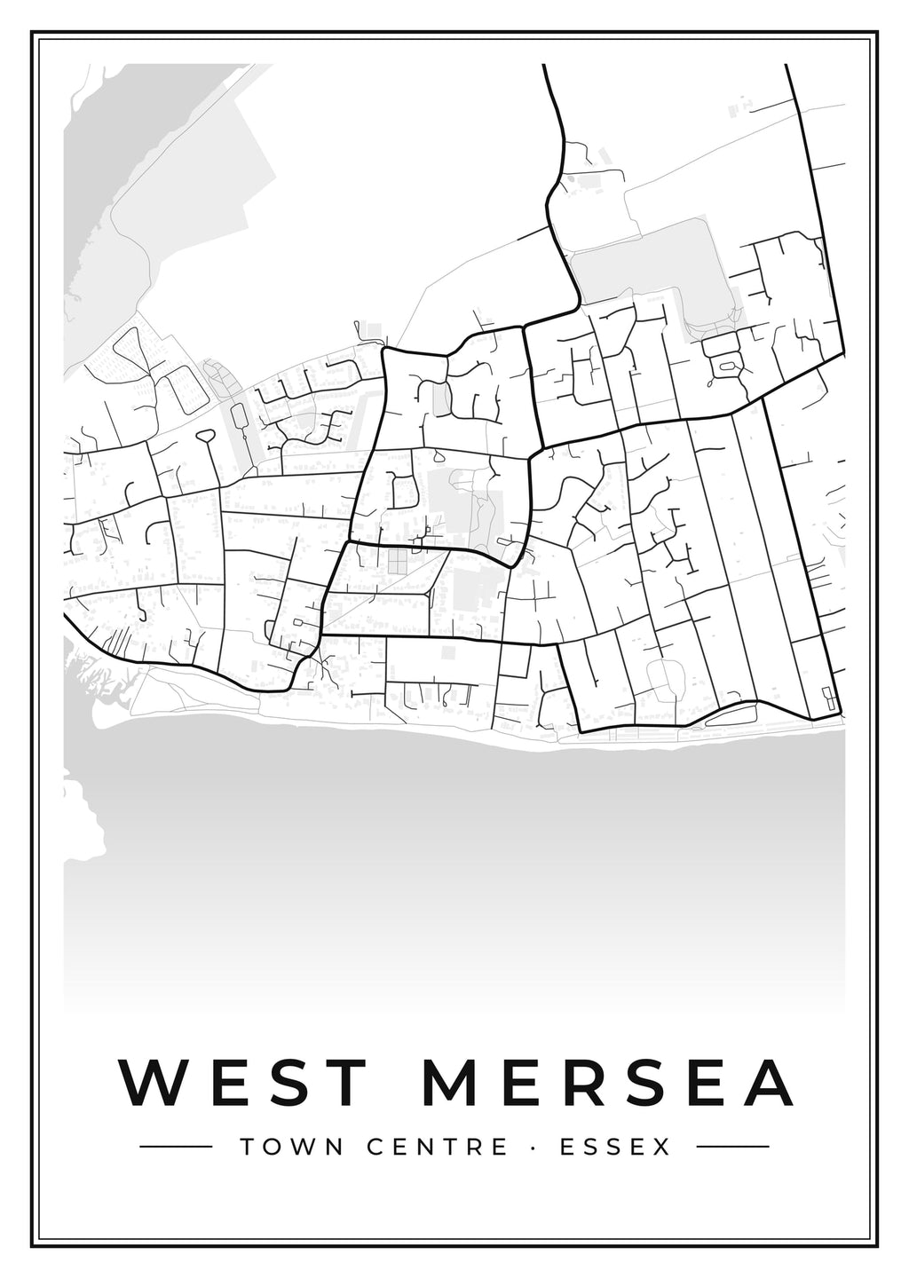 Street map poster of West Mersea town centre, Essex