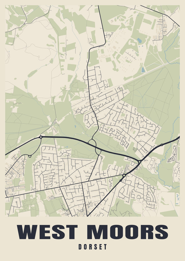 West Moors Street Map Poster