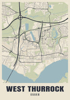 Street map poster of West Thurrock, Essex