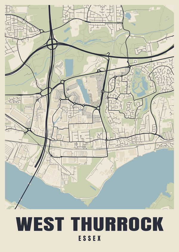 West Thurrock Street Map Poster