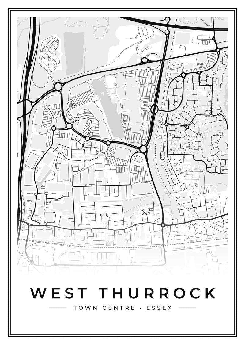 West Thurrock Town Centre Street Map Poster