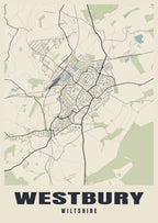 Street map poster of Westbury, Wiltshire
