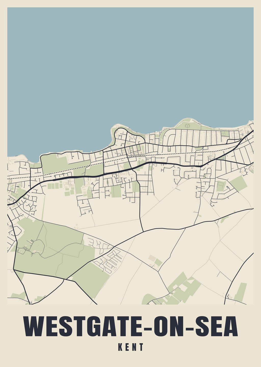 Street map poster of Westgate-on-Sea, Kent