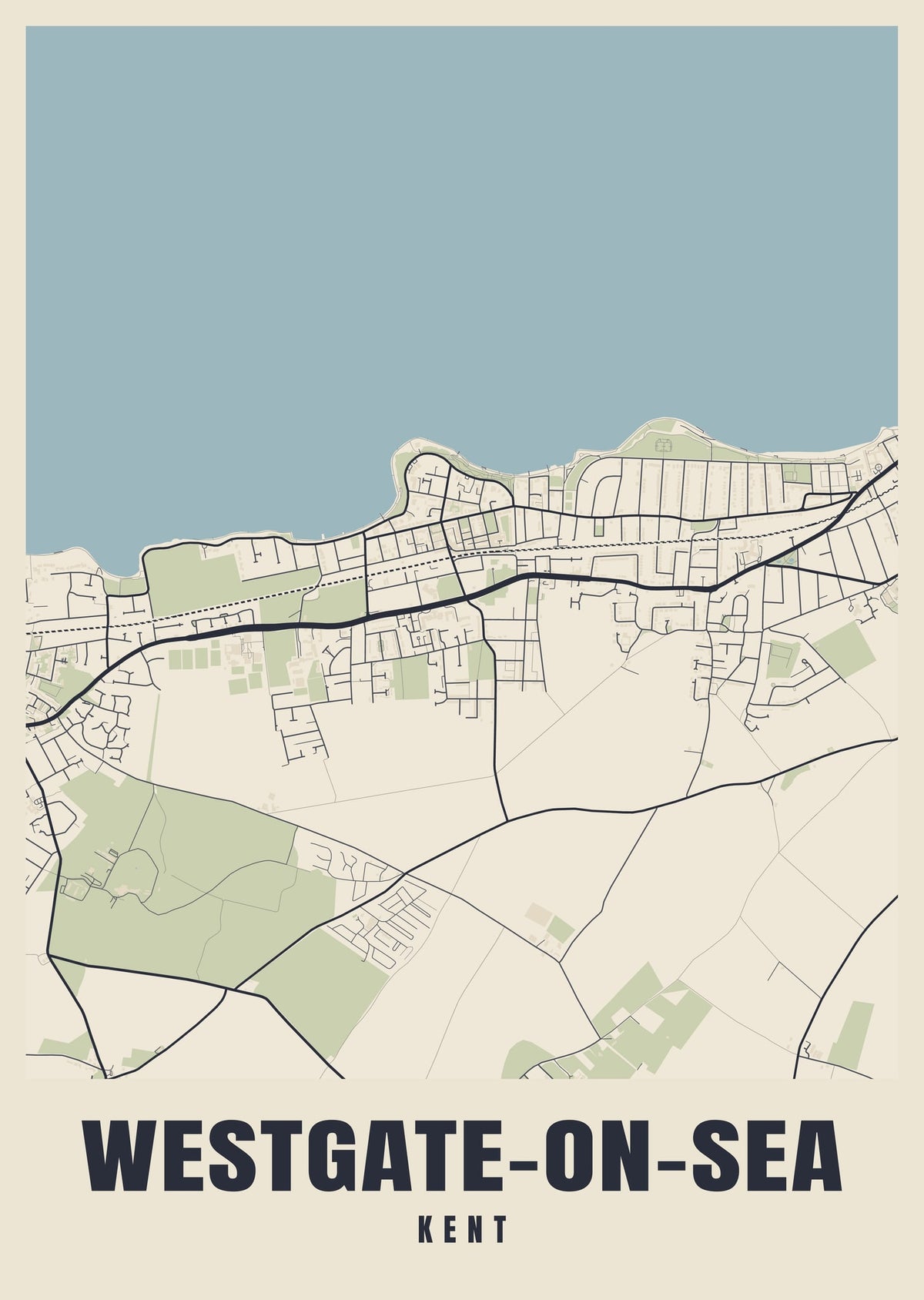 Street map poster of Westgate-on-Sea, Kent