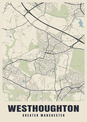 Westhoughton Street Map Poster