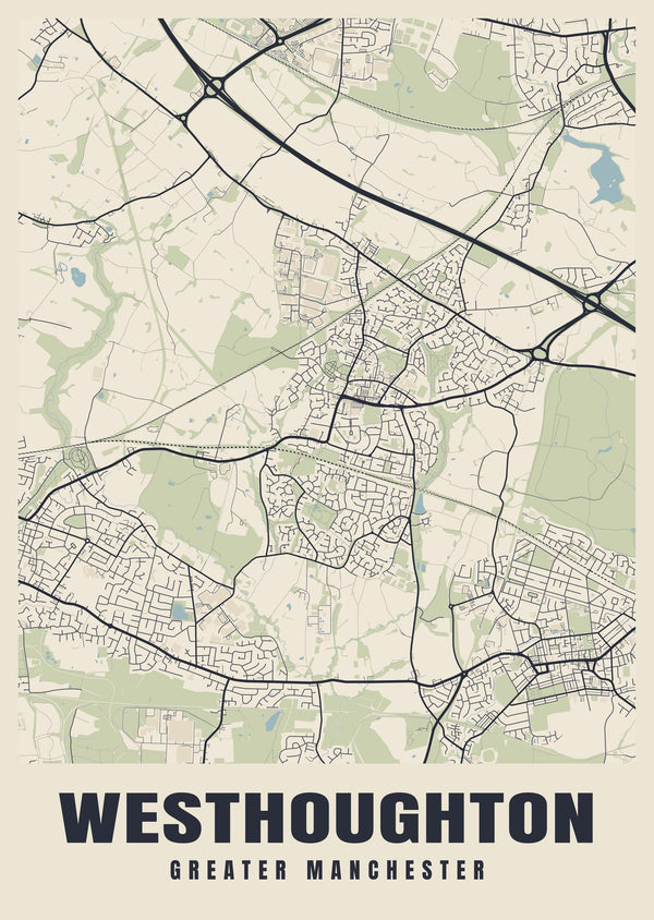 Westhoughton Street Map Poster