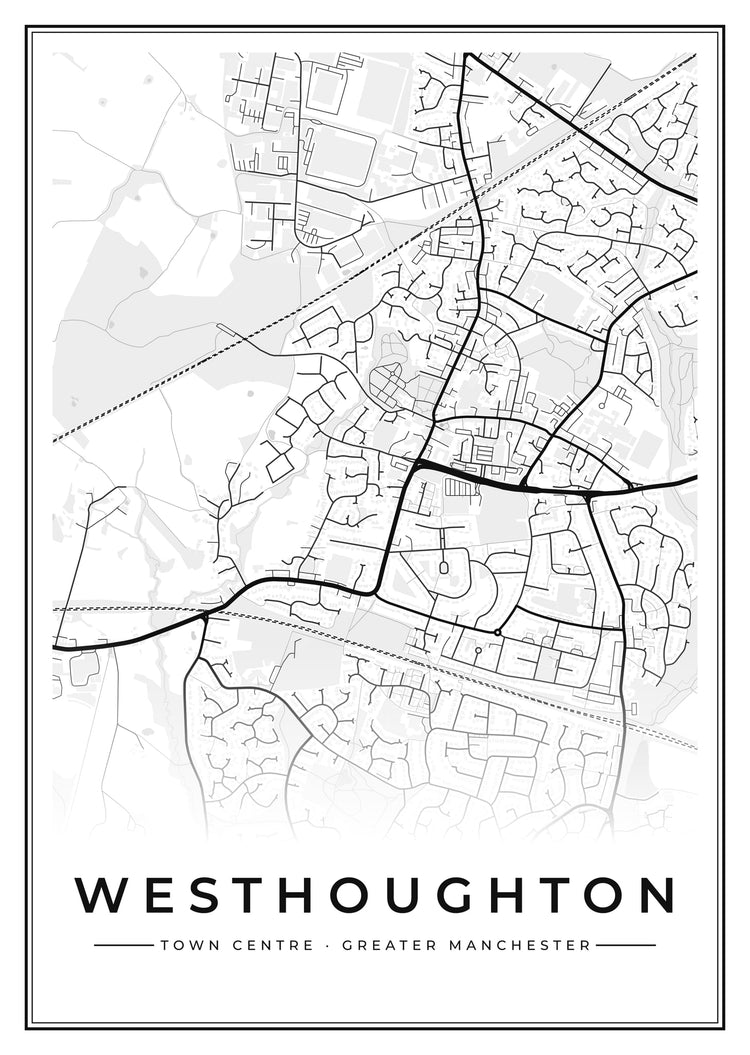Westhoughton Town Centre Street Map Poster