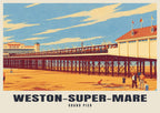 Grand Pier, Weston-super-Mare poster, Retro Railway style