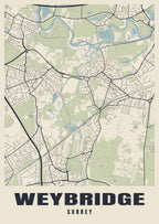 Street map poster of Weybridge, Surrey