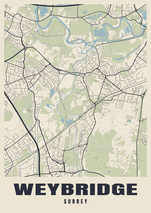 Weybridge Street Map Poster