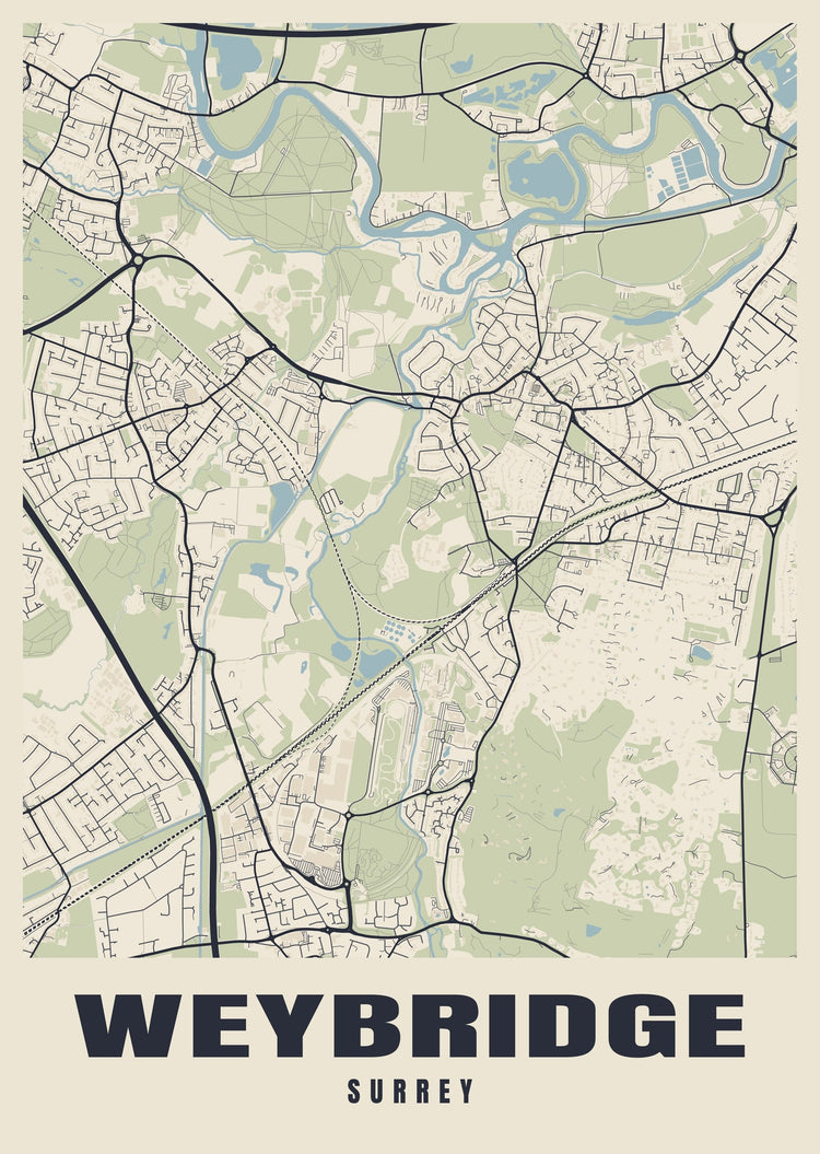 Weybridge Street Map Poster