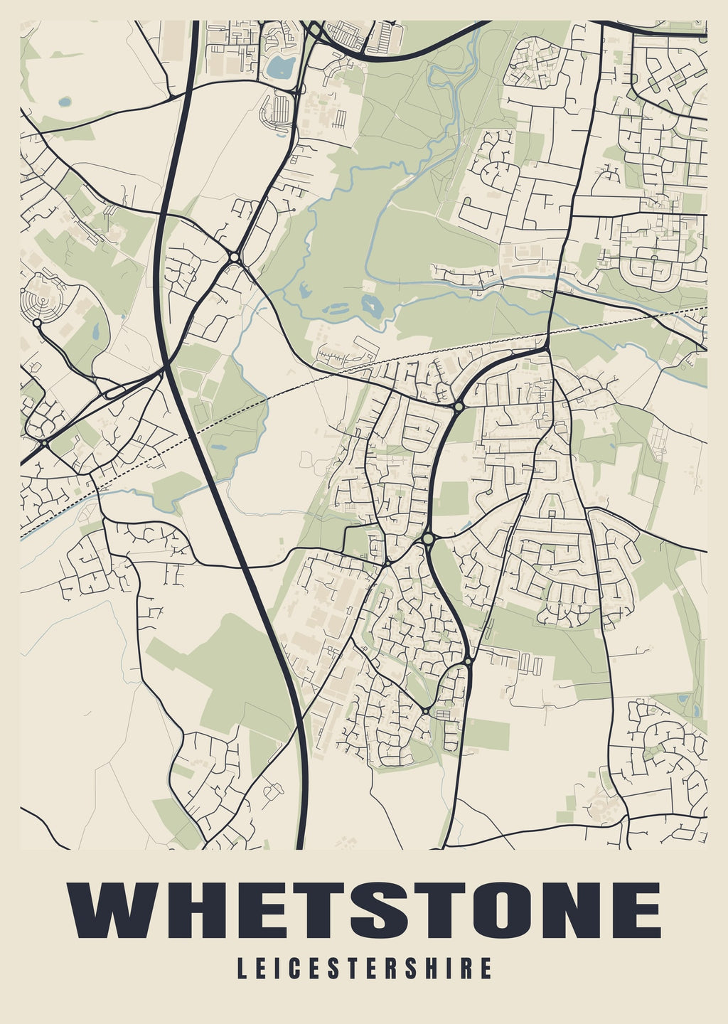Street map poster of Whetstone, Leicestershire