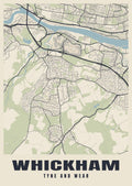 Street map poster of Whickham, Tyne and Wear