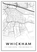 Street map poster of Whickham town centre, Tyne and Wear
