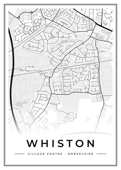 Whiston Village Centre Street Map Poster