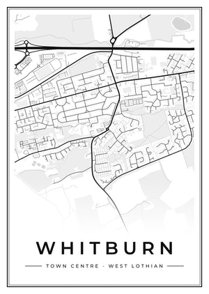 Whitburn Town Centre Street Map Poster