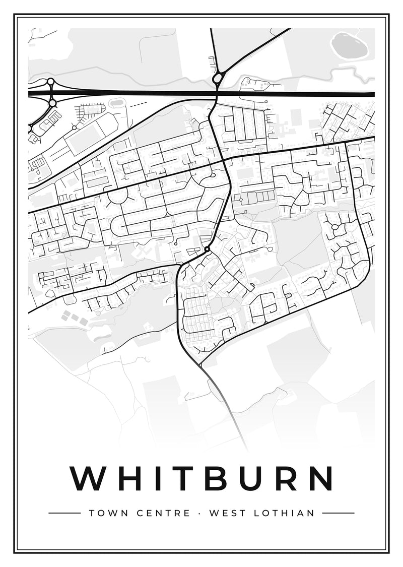 Whitburn Town Centre Street Map Poster