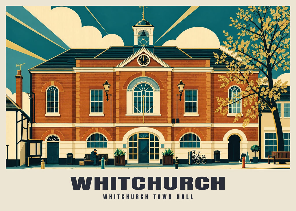 Whitchurch Town Hall poster, Art Deco style