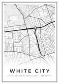 Street map poster of White City, Hammersmith and Fulham, London