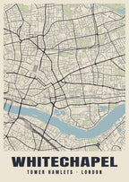Heritage street map poster of Whitechapel, Tower Hamlets, London