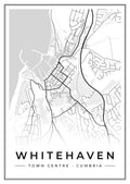 Street map poster of Whitehaven town centre, Cumbria