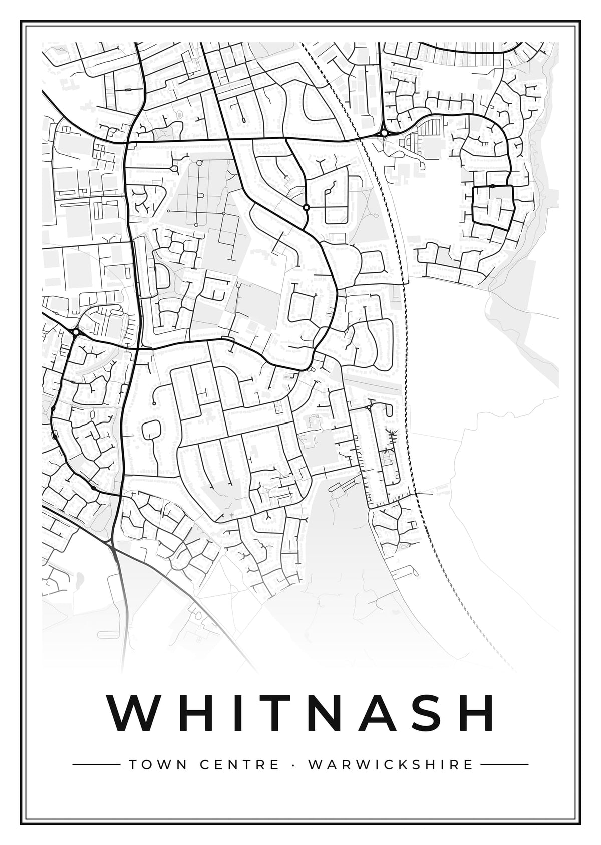 Street map poster of Whitnash town centre, Warwickshire