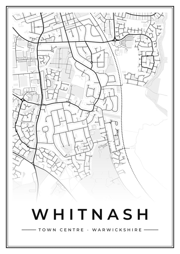 Whitnash Town Centre Street Map Poster