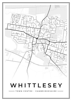 Whittlesey Town Centre Street Map Poster