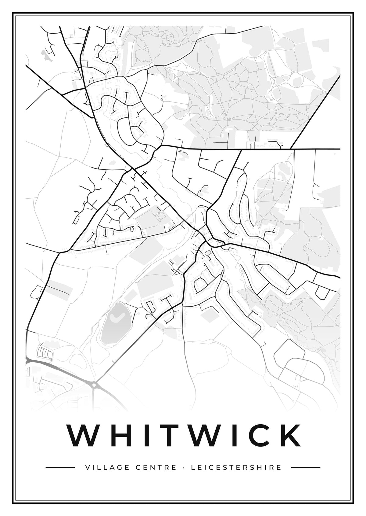 Street map poster of Whitwick village centre, Leicestershire
