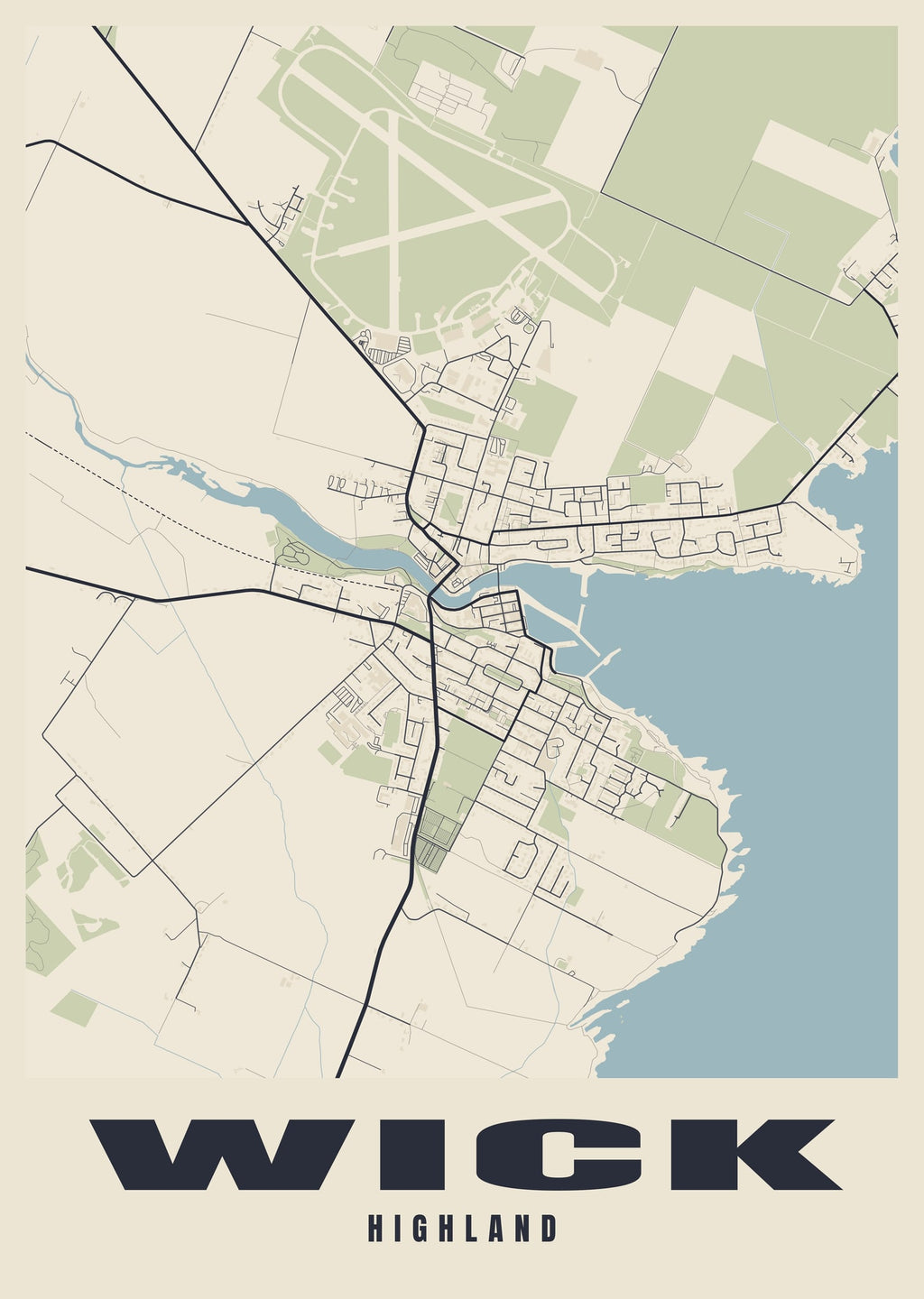 Street map poster of Wick, Highland