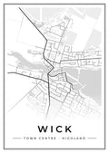 Street map poster of Wick town centre, Highland