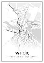 Street map poster of Wick town centre, Highland