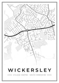 Street map poster of Wickersley village centre, South Yorkshire