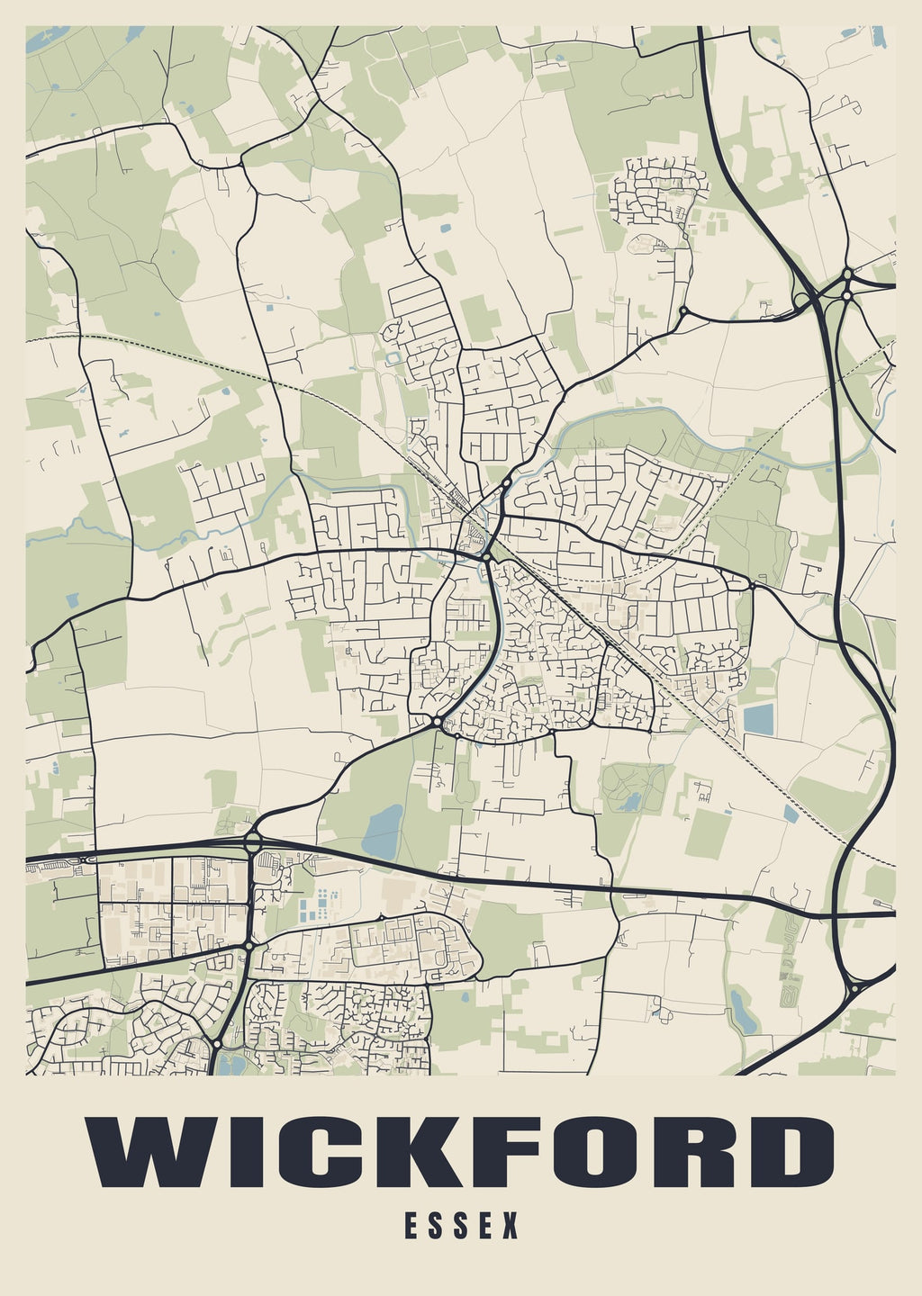 Street map poster of Wickford, Essex