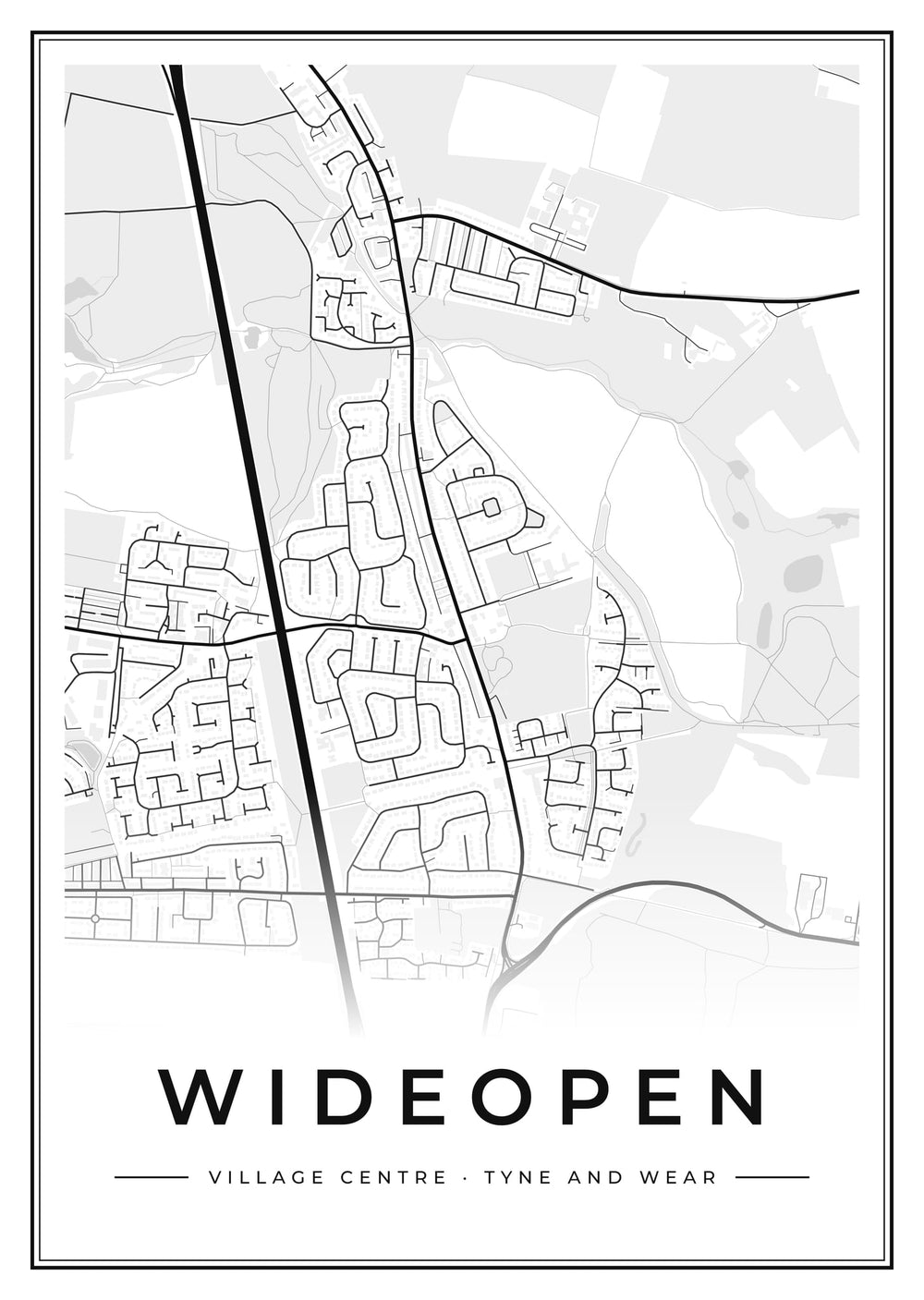 Wideopen Village Centre Street Map Poster