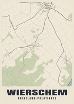 Street map poster of Wierschem, Rhineland-Palatinate
