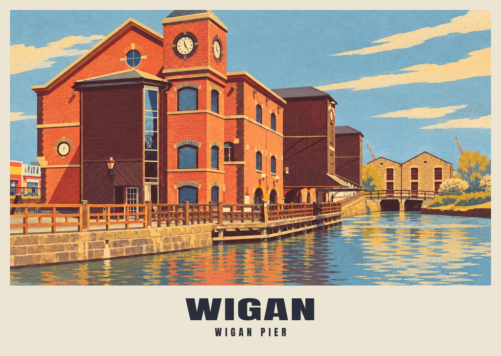Wigan Pier poster, Retro Railway style