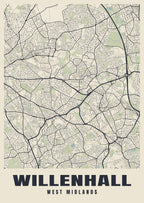 Street map poster of Willenhall, West Midlands
