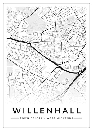 Willenhall Town Centre Street Map Poster